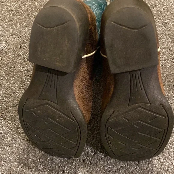 Ariat Crossfire Unisex  4 Teal Blue / brown cowboy boots - Picture 4 of 10